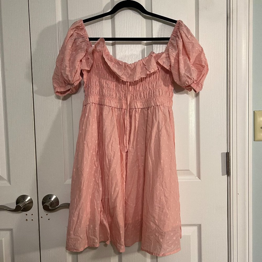 NWT R.Vivimos Women's Summer Linen Short Sleeve Ruffled Swing Dress